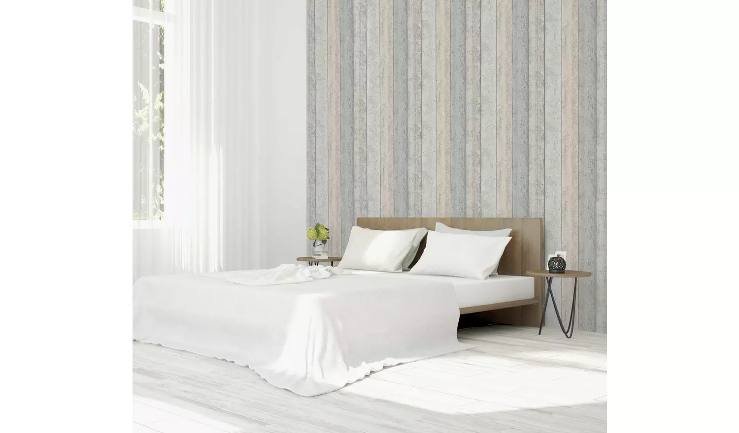 Arthouse Painted Wood Pink Grey Wallpaper