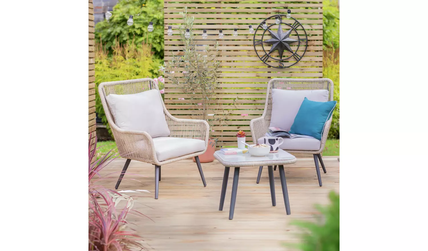 Habitat Malta 2 Seater Rattan Effect Garden Bistro Set