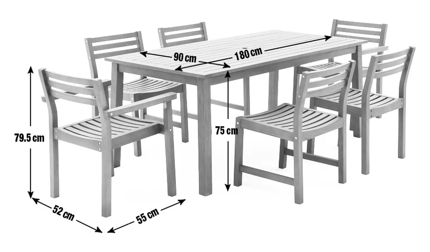 Habitat Amalfi 6 Seater Wooden Patio Set - Brown
