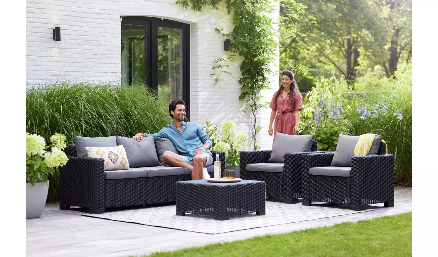 Keter California 5 Seater Sofa and Chair Set - Grey