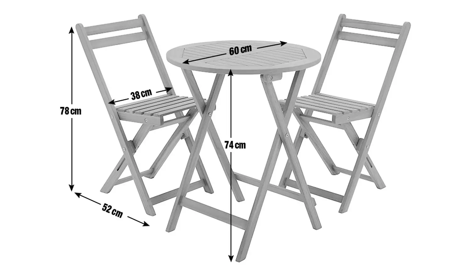 Habitat 2 Seater Folding Wooden Garden Bistro Set - Brown