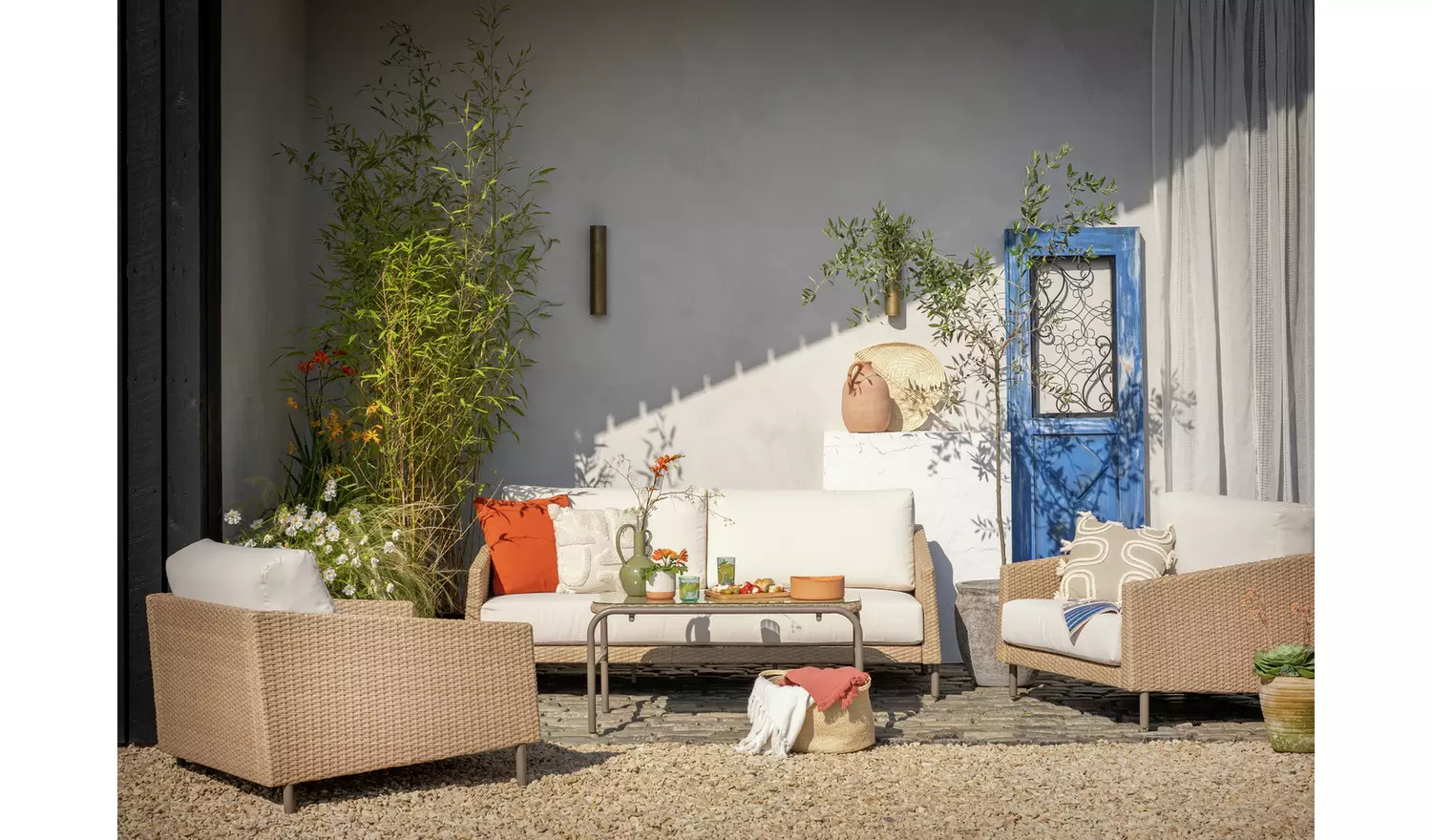 Habitat Ella 5 Seater Rattan Effect Garden Sofa Set- Natural