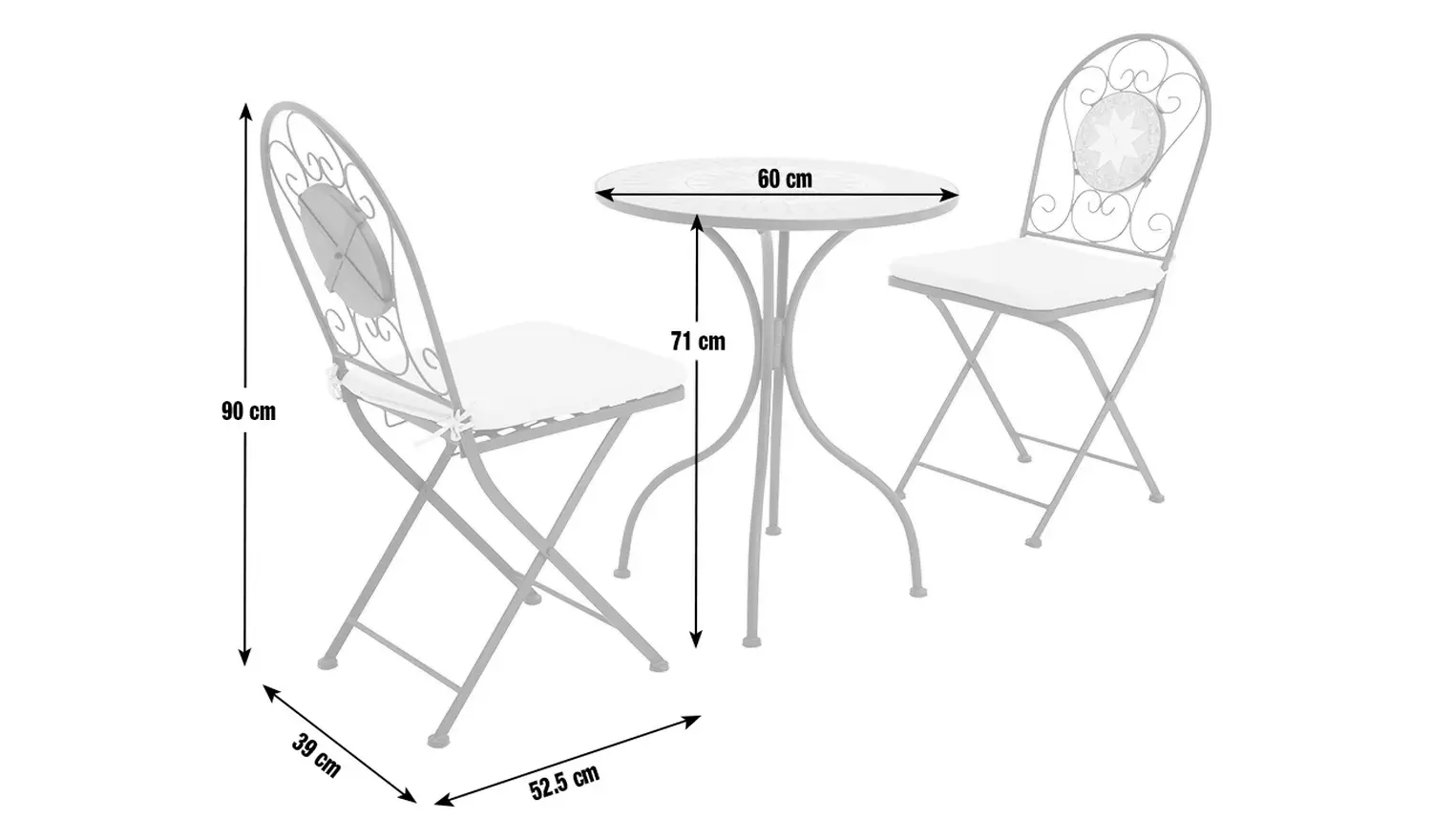 Argos Home Genoa 2 Seater Metal Garden Bistro Set - Black