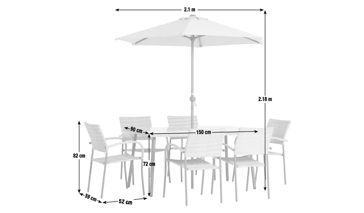 Argos Home Cusco 6 Seater Rattan Effect Patio Set - Natural