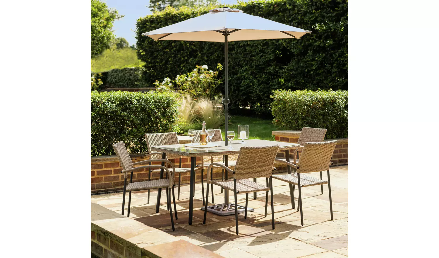 Argos Home Cusco 6 Seater Rattan Effect Patio Set - Natural