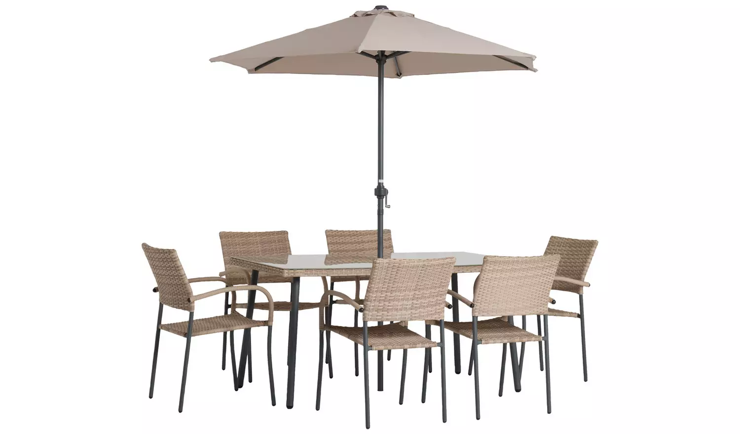 Argos Home Cusco 6 Seater Rattan Effect Patio Set - Natural