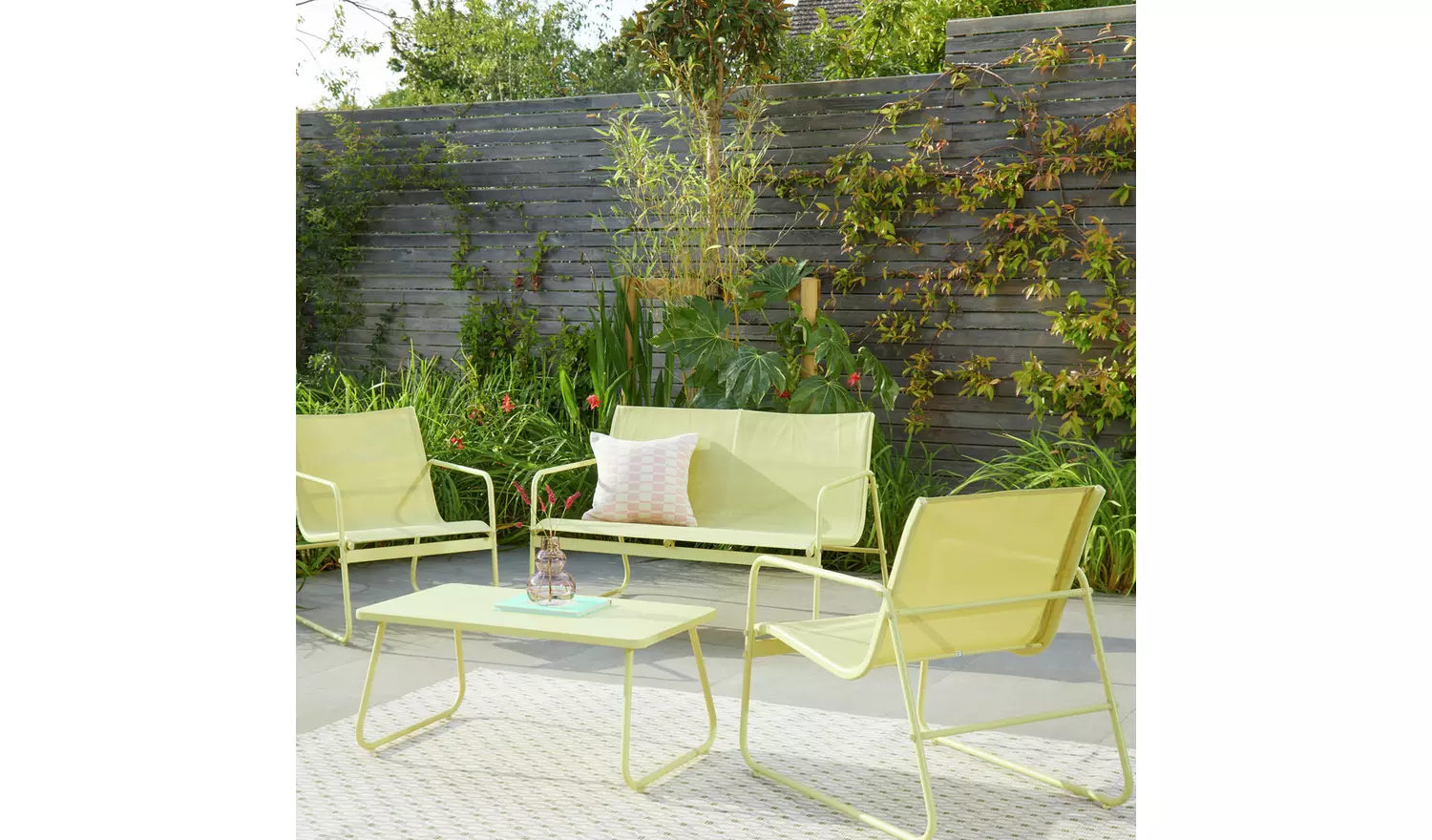 Habitat Cali 4 Seater Metal Patio Set - Yellow