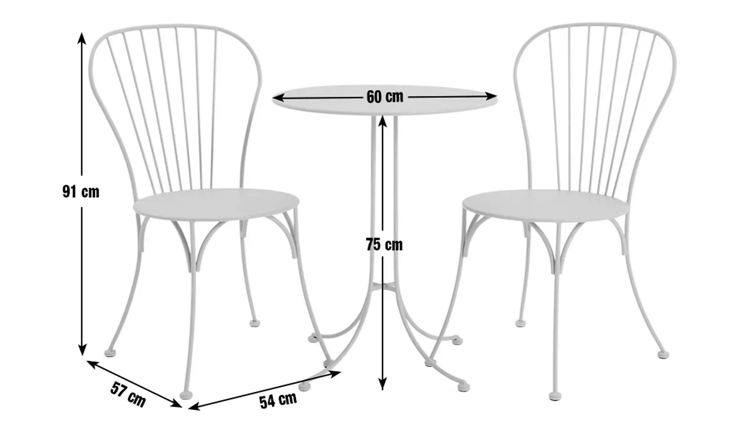 Habitat Elara 2 Seater Metal Garden Bistro Set - White