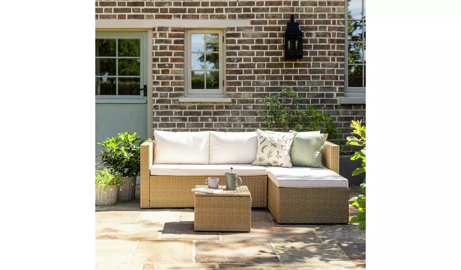 Argos Home 4 Seater Rattan Effect Garden Sofa Set- Natural