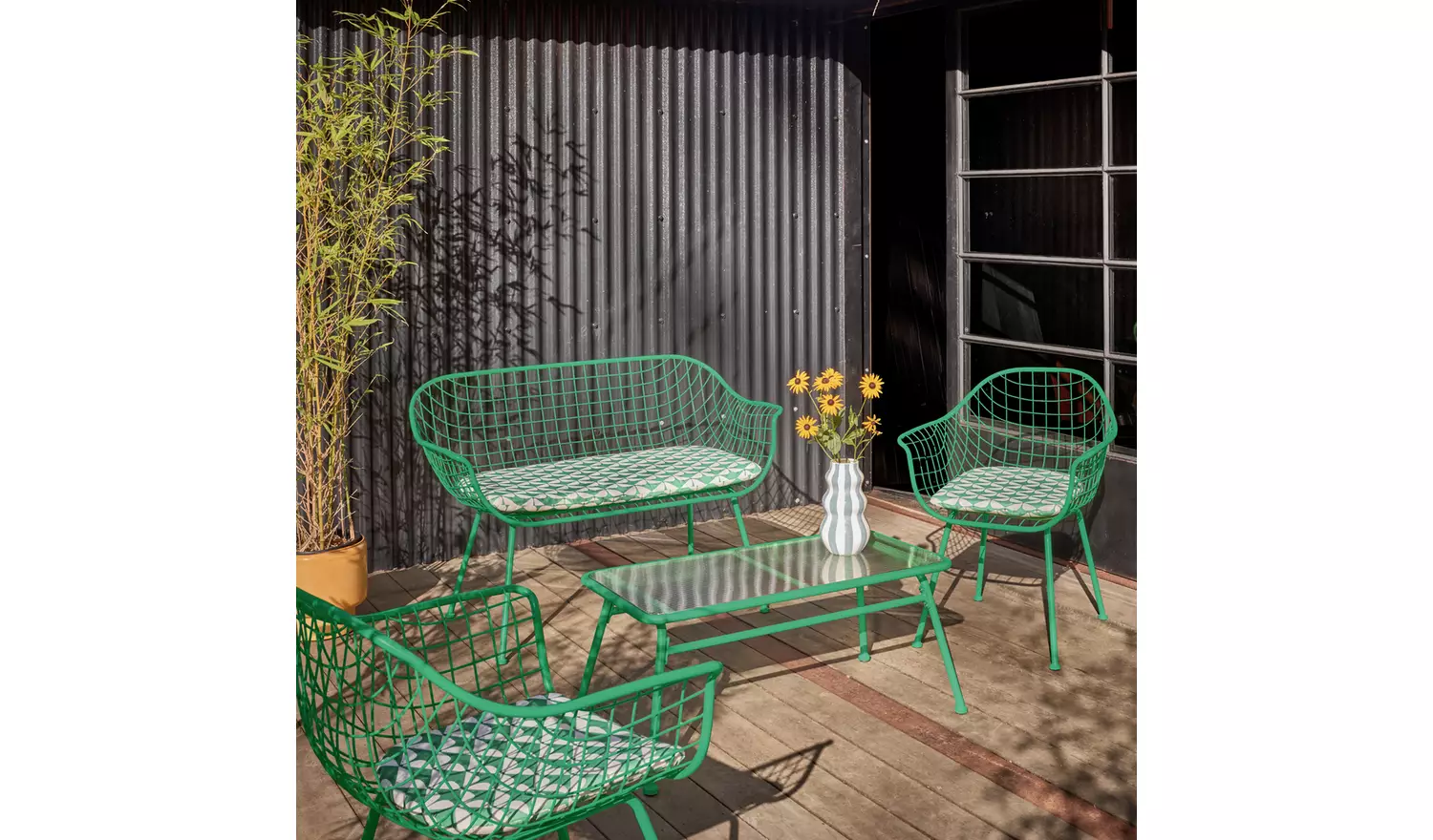 Habitat x Scion 4 Seater Metal Garden Sofa Set - Green