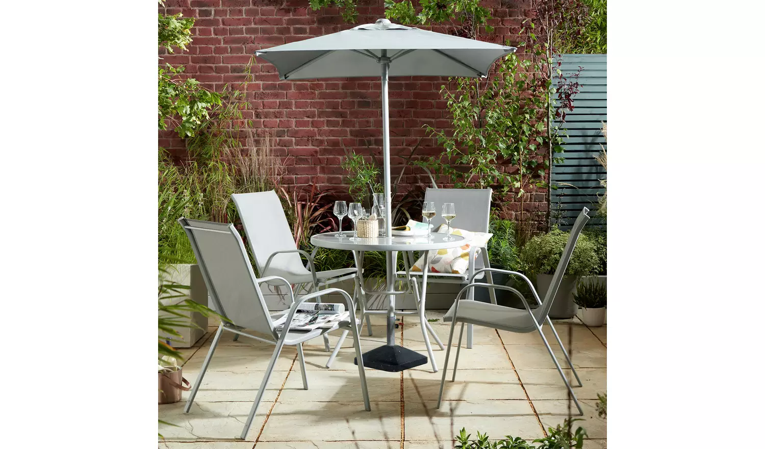 Argos Home Sicily 4 Seater Metal Patio Set - Grey