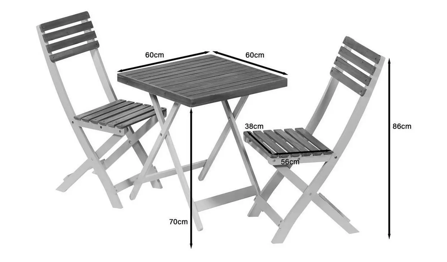 Greenhurst Burley 2 Seater Folding Wooden Garden Bistro Set