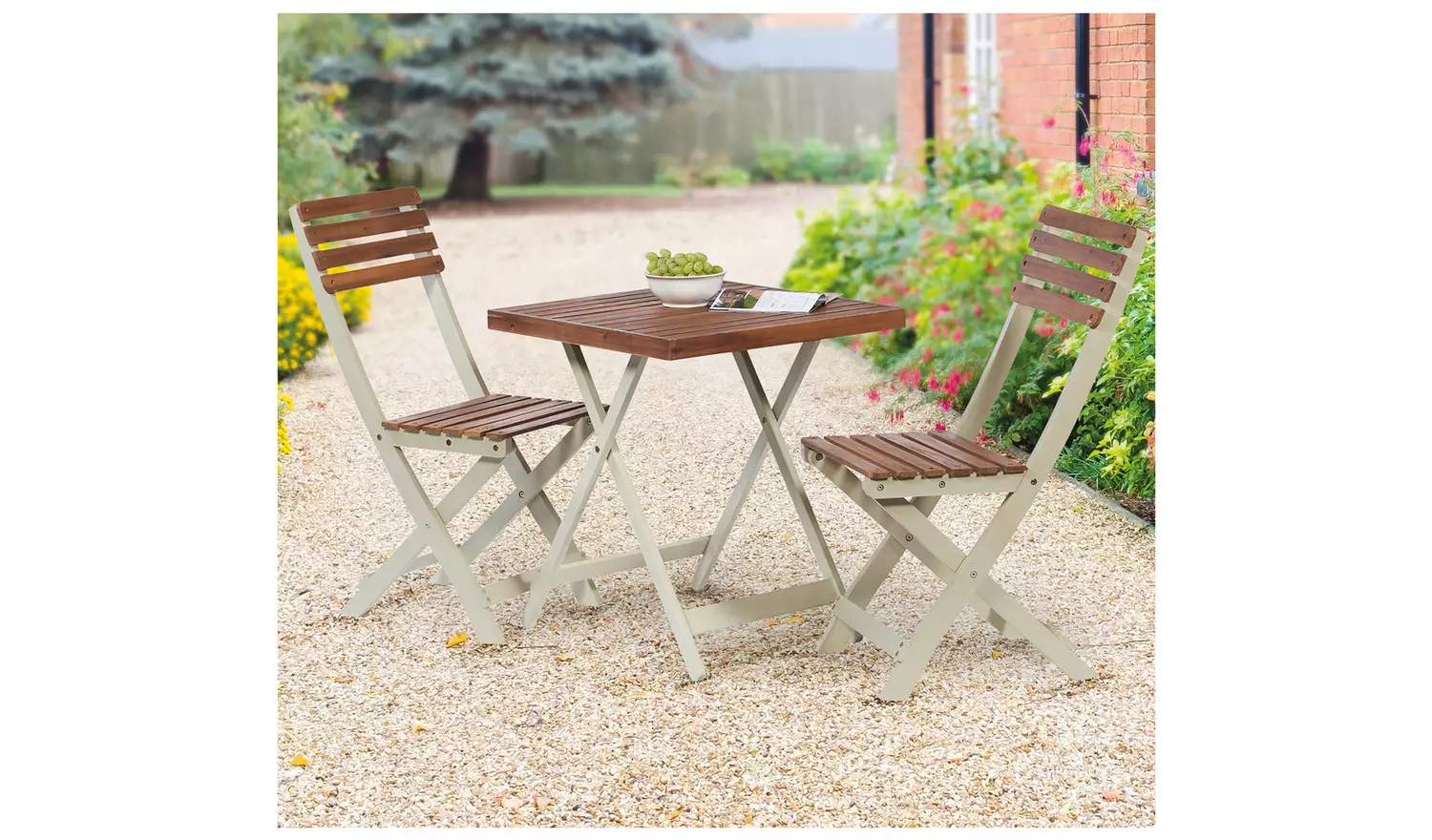 Greenhurst Burley 2 Seater Folding Wooden Garden Bistro Set