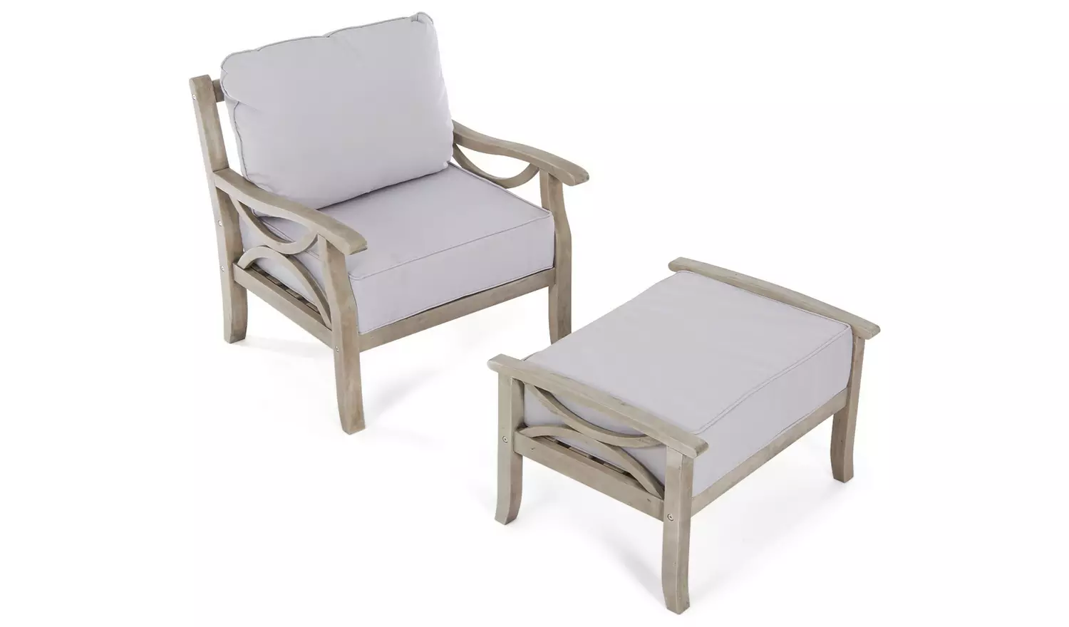 Greenhurst Sorrento Wooden Garden Chair with Stool - Grey