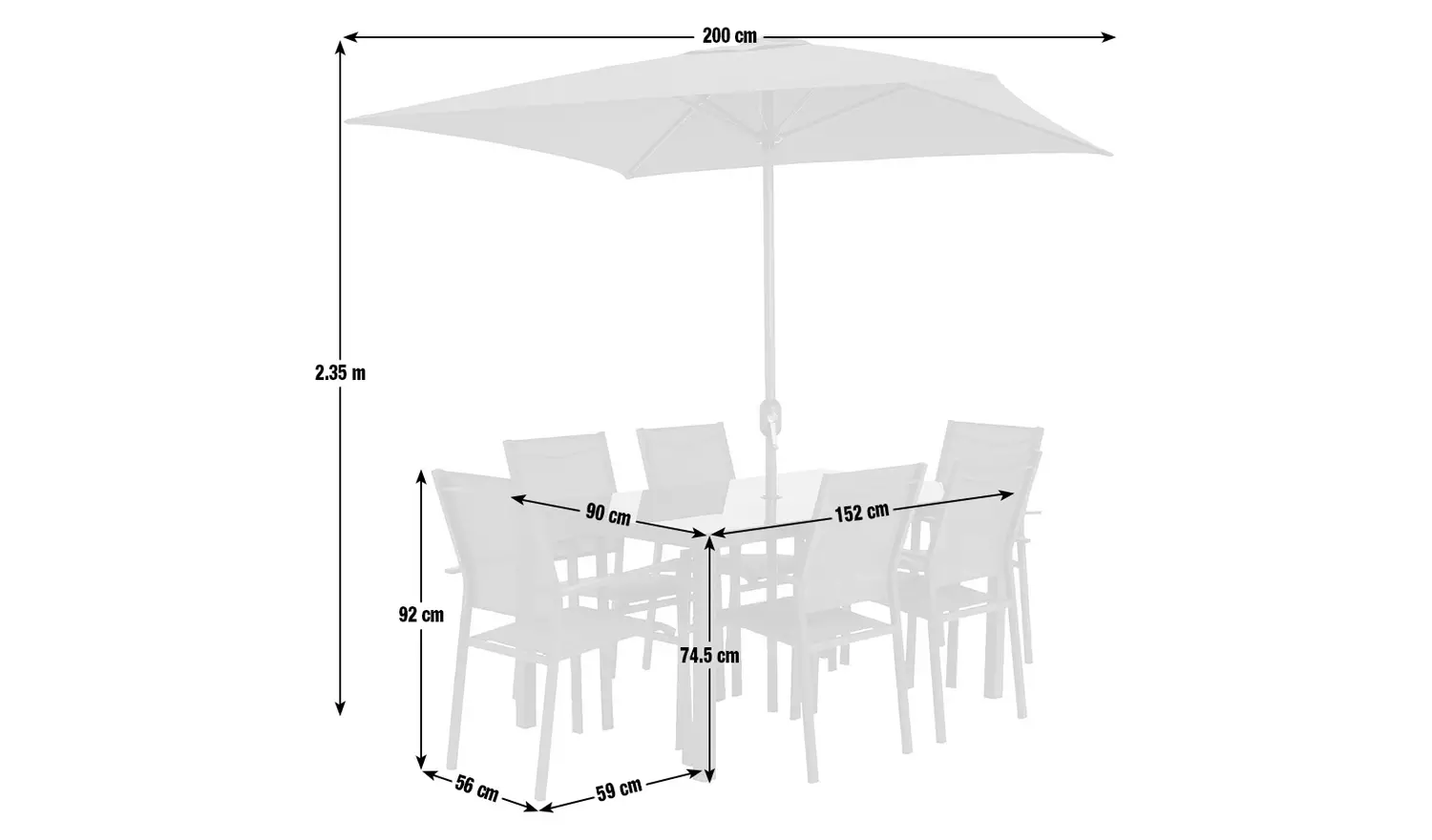 Argos Home 6 Seater Metal Patio Set - Black