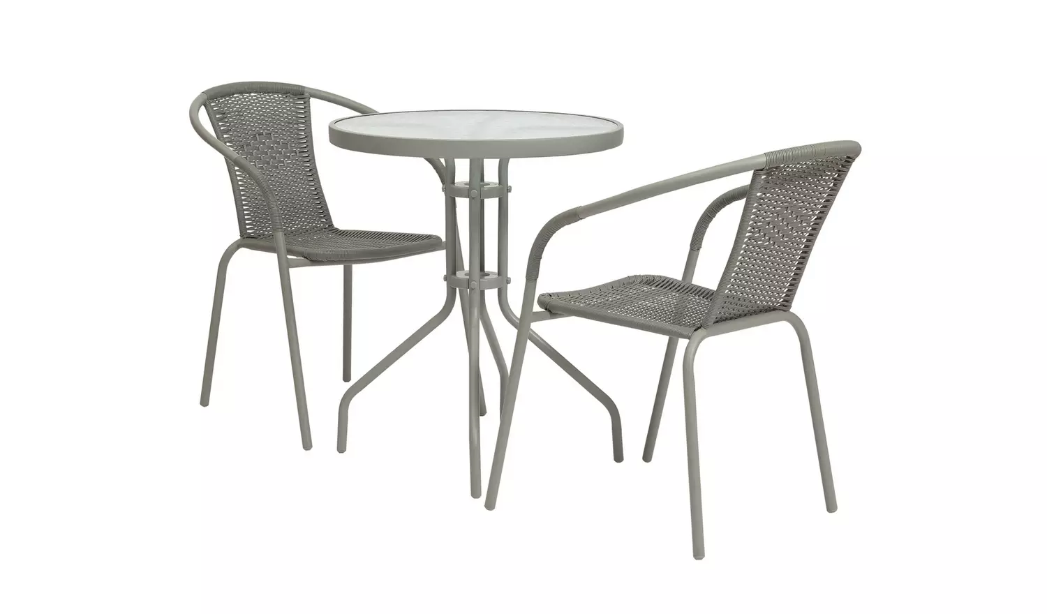 Argos Home 2 Seater Rattan Effect Garden Bistro Set - Grey