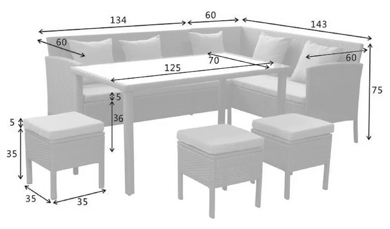 Argos Home 8 Seater Rattan Effect Garden Corner Sofa Set