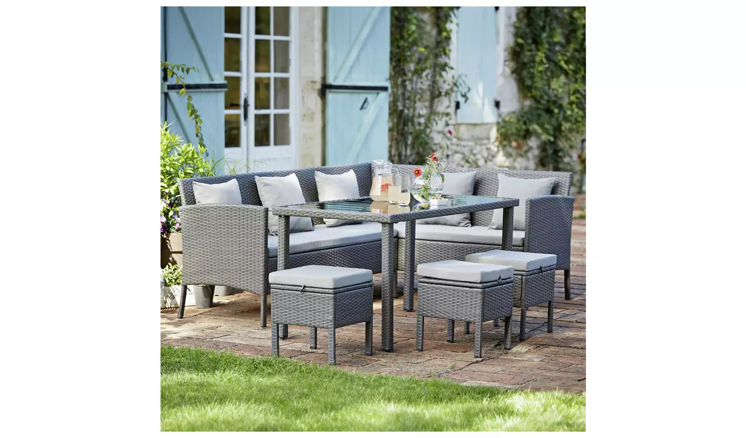 Argos Home 8 Seater Rattan Effect Garden Corner Sofa Set