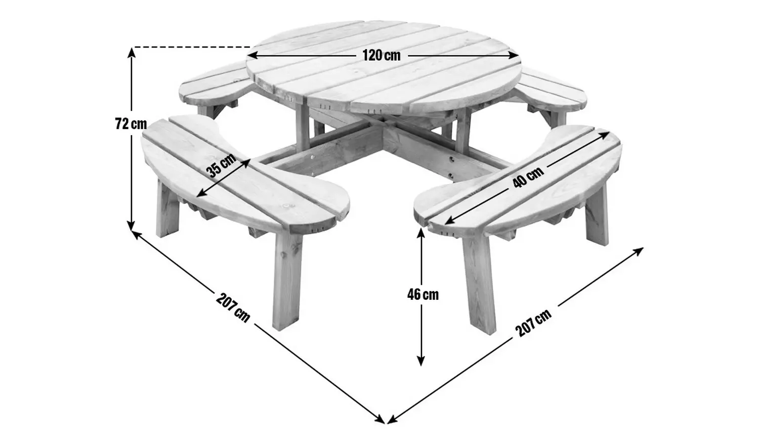 Forest Garden 8 Seater Wooden Picnic Table