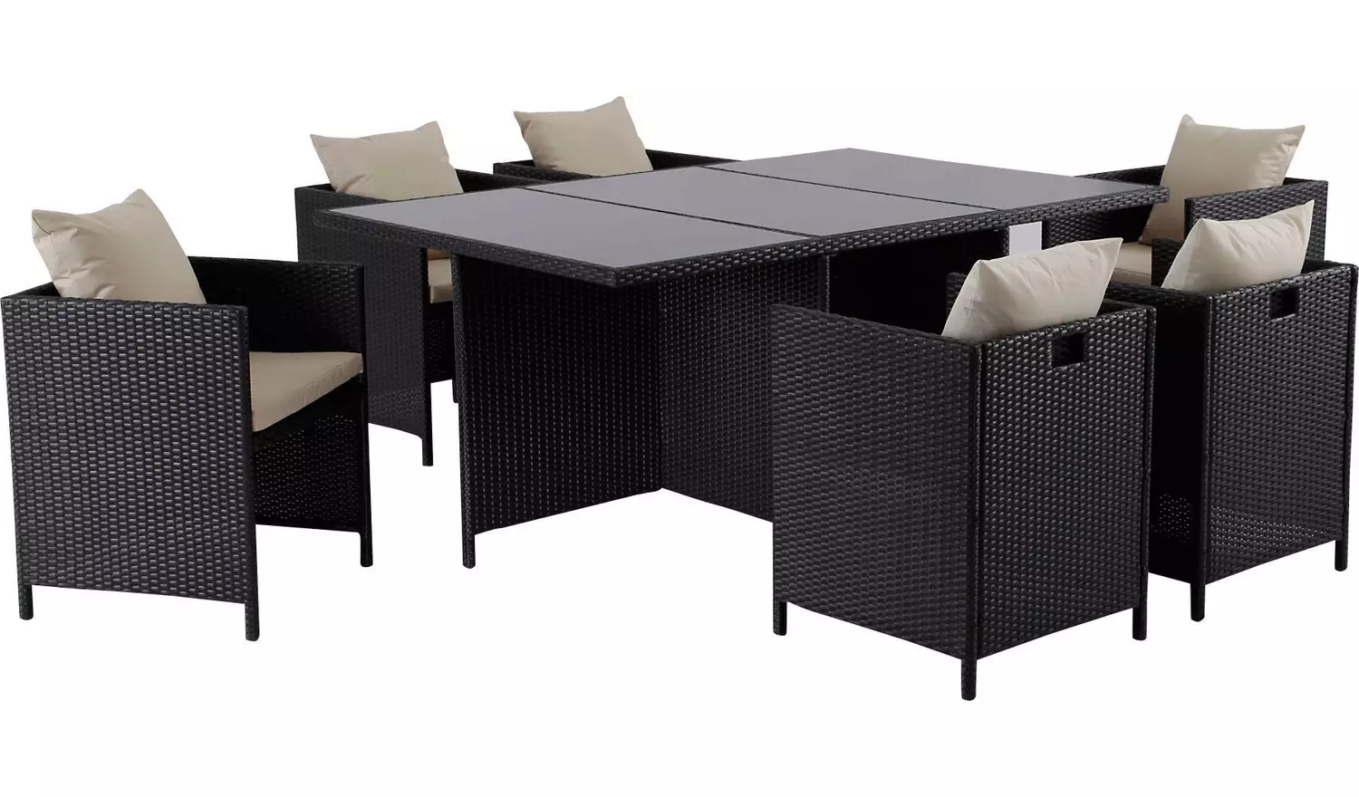 Argos Home Cube 6 Seater Rattan Effect Patio Set - Black