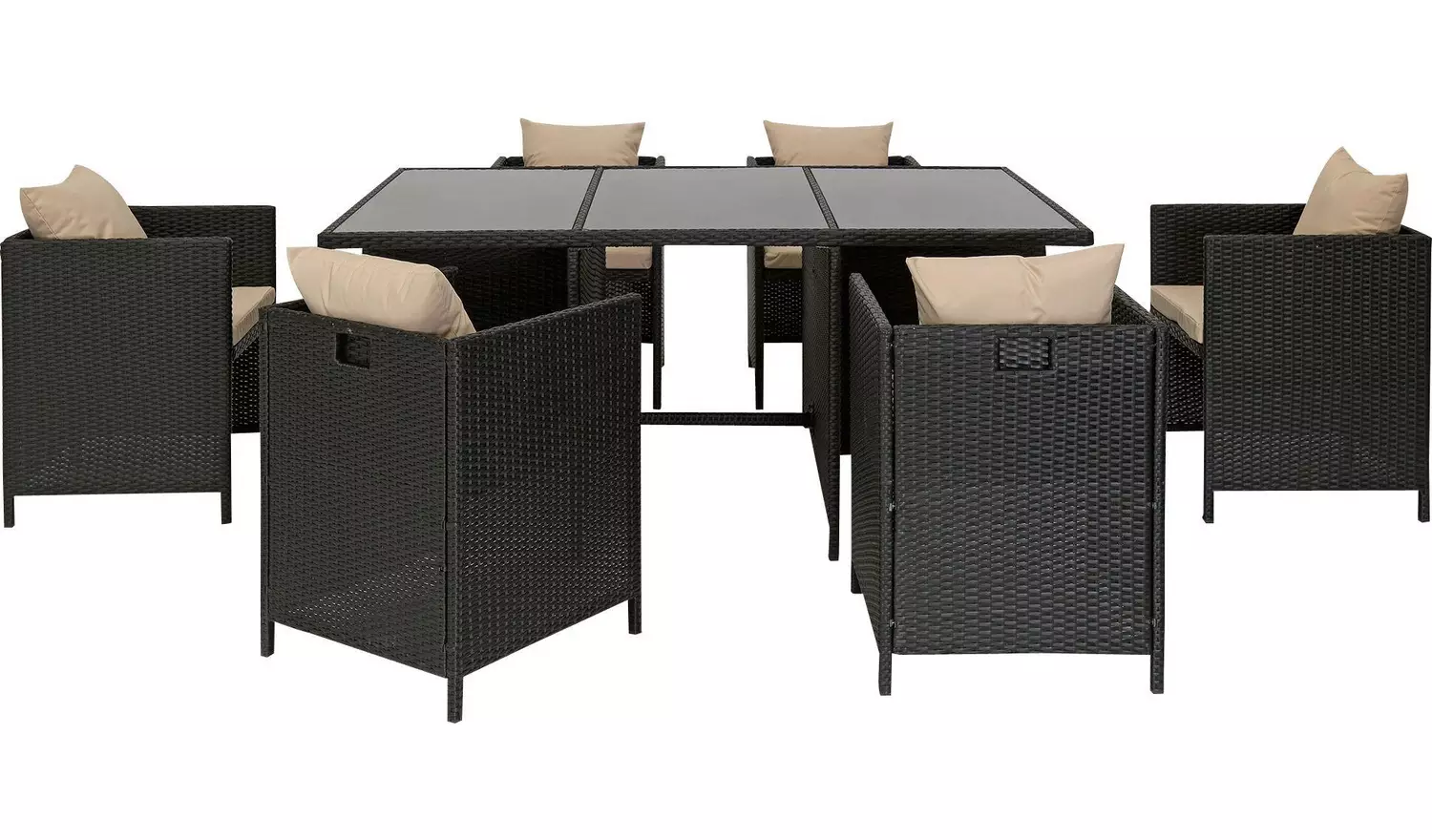 Argos Home Cube 6 Seater Rattan Effect Patio Set - Black