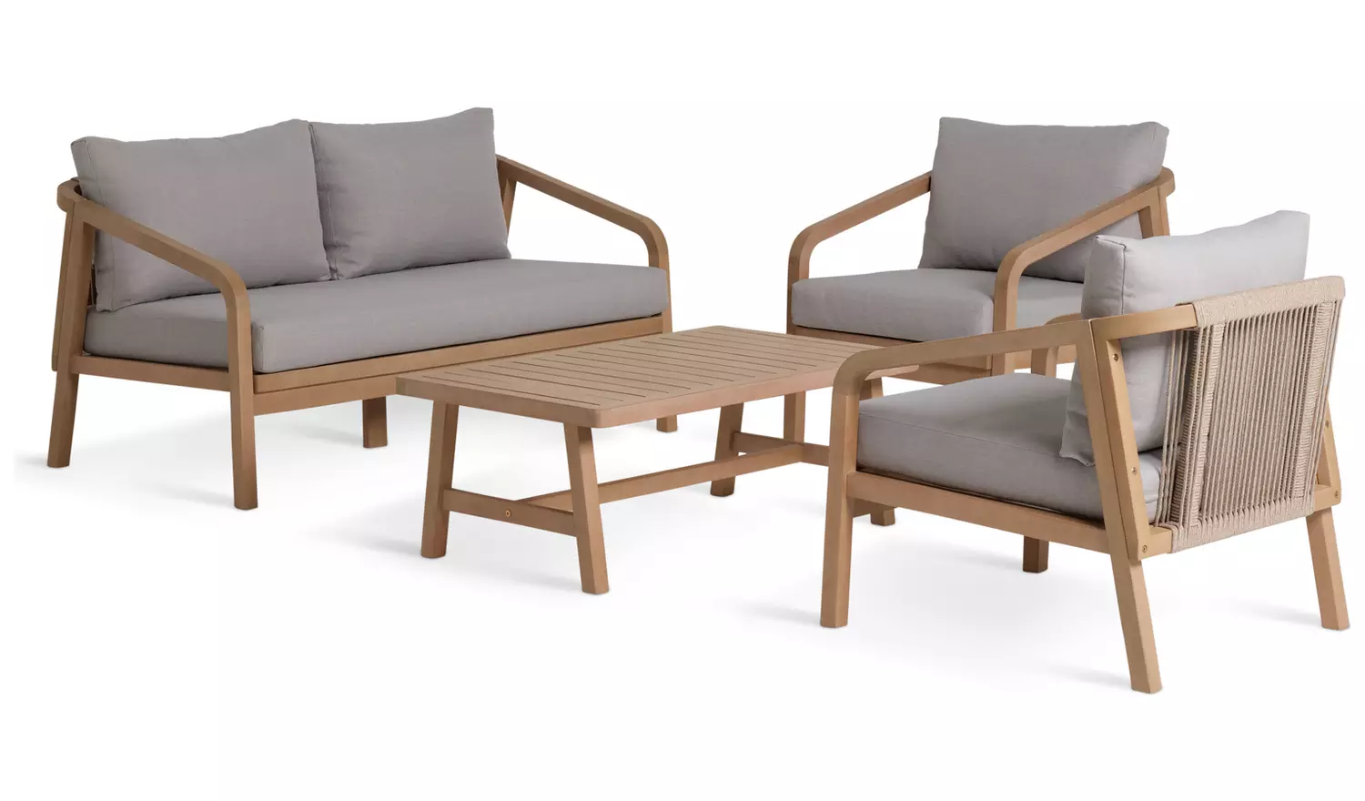 Habitat Hania 4 Seater Wooden Garden Sofa Set- Natural