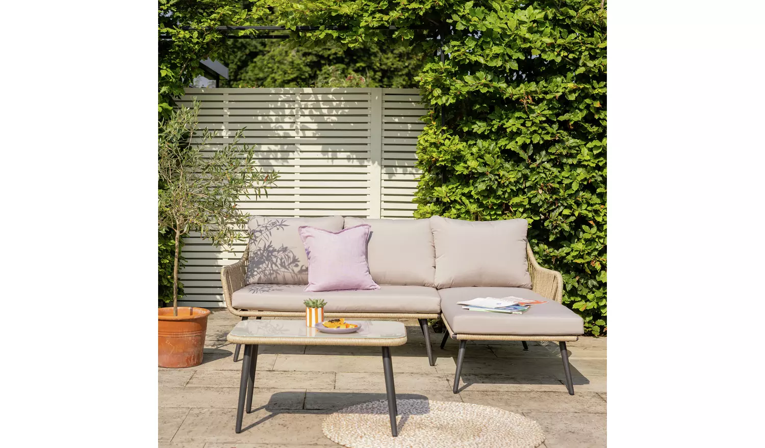 Habitat Malta 3 Seater Rattan Effect Garden Sofa Set