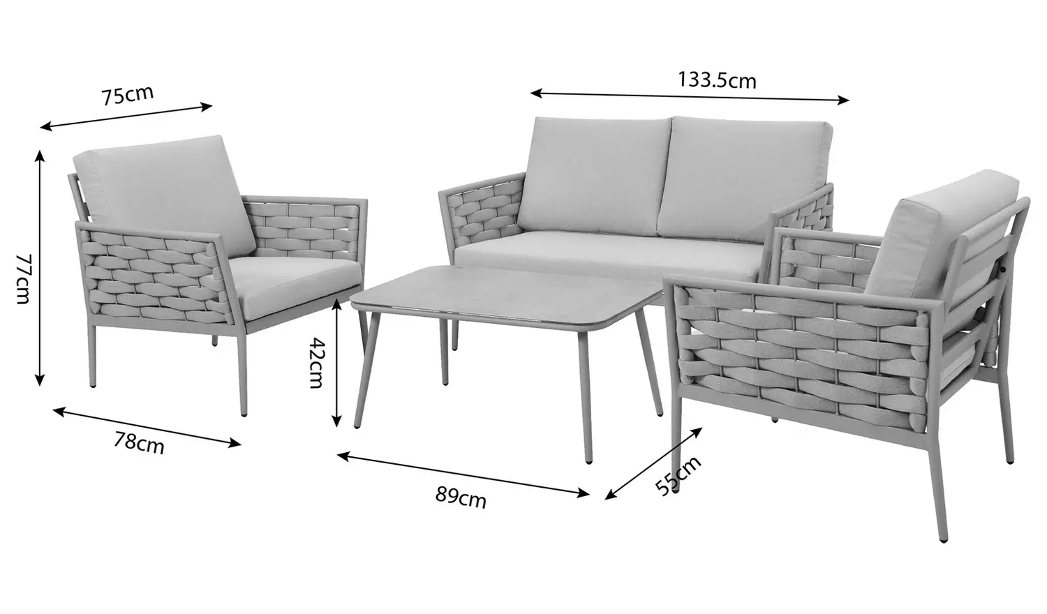 Habitat Rodes 4 Seater Metal Garden Sofa Set - Natural