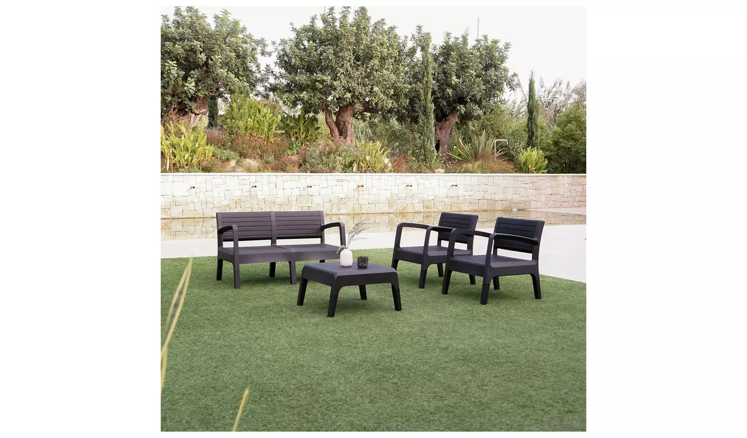 Shaf Valencia 4 Seater Plastic Garden Sofa Set - Dark Grey