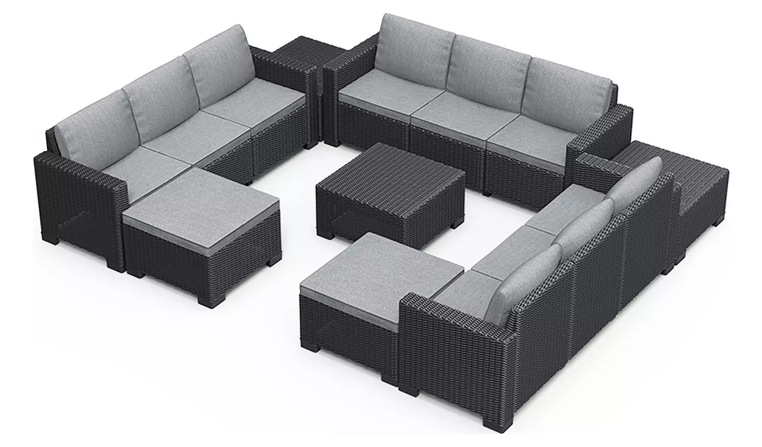 Keter California 11 Seater Garden Corner Sofa Set - Grey