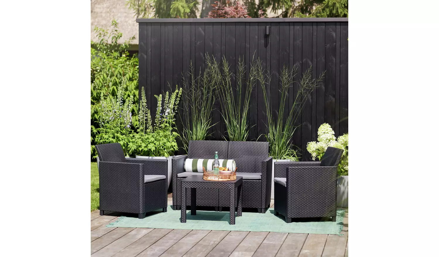 Keter Marie 4 Seater Rattan Effect Garden Sofa Set - Grey