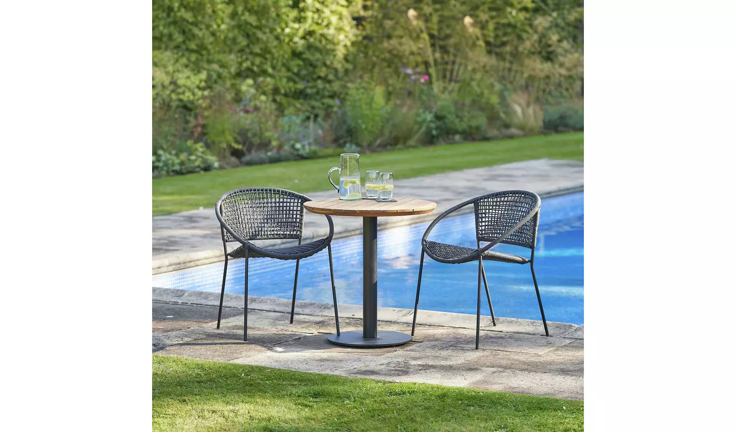 Pacific Dakota 2Seater Rattan Effect Garden Bistro Set-Black