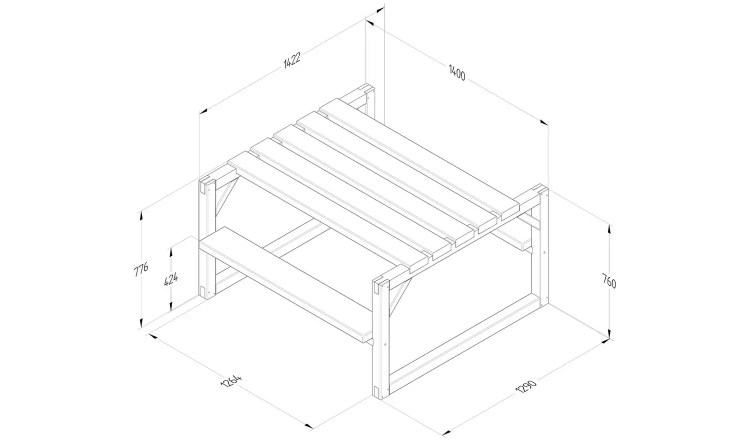 Forest Garden 4 Seater Wooden Garden Picnic Table - Natural