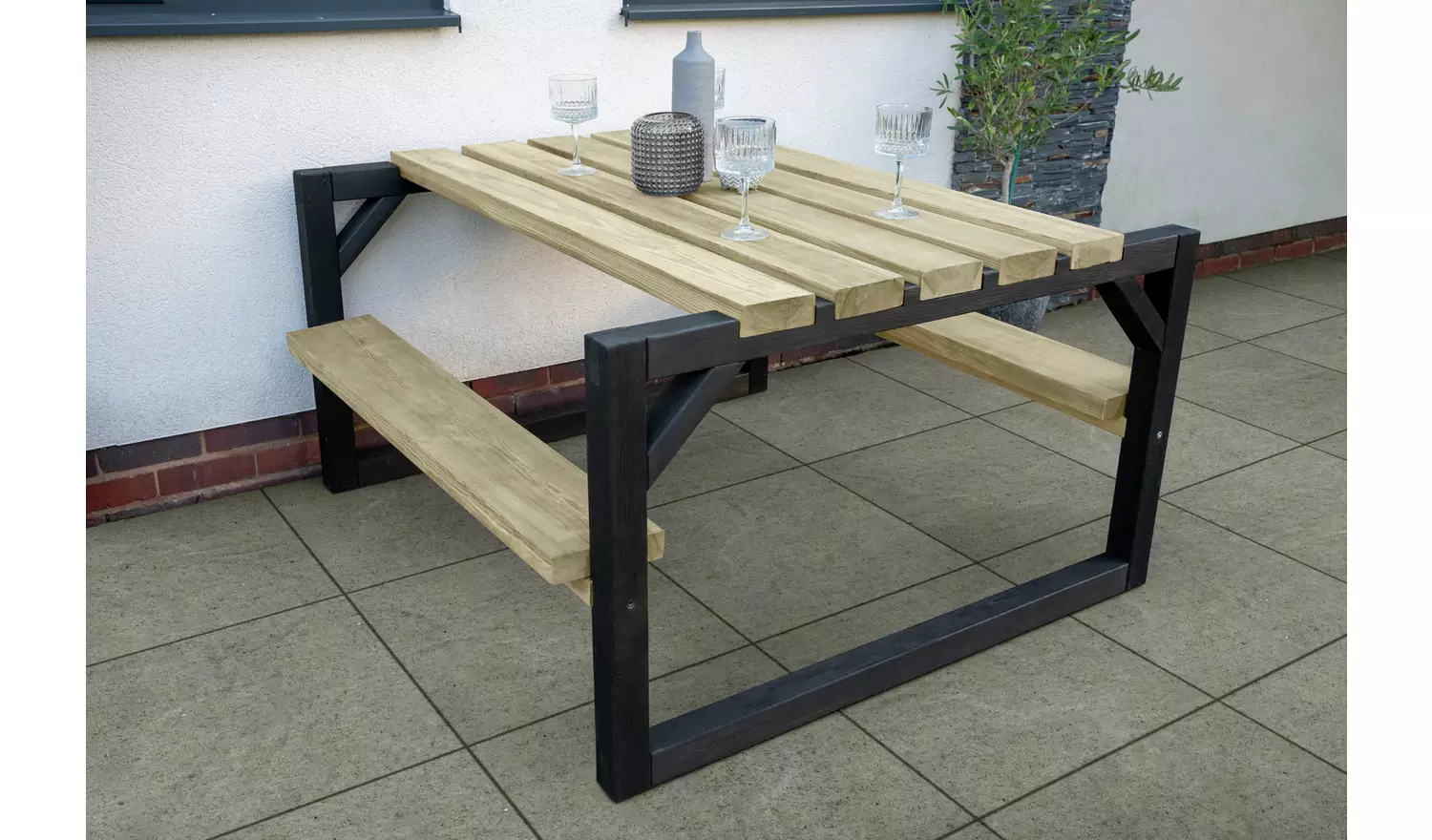 Forest Garden 4 Seater Wooden Garden Picnic Table - Natural