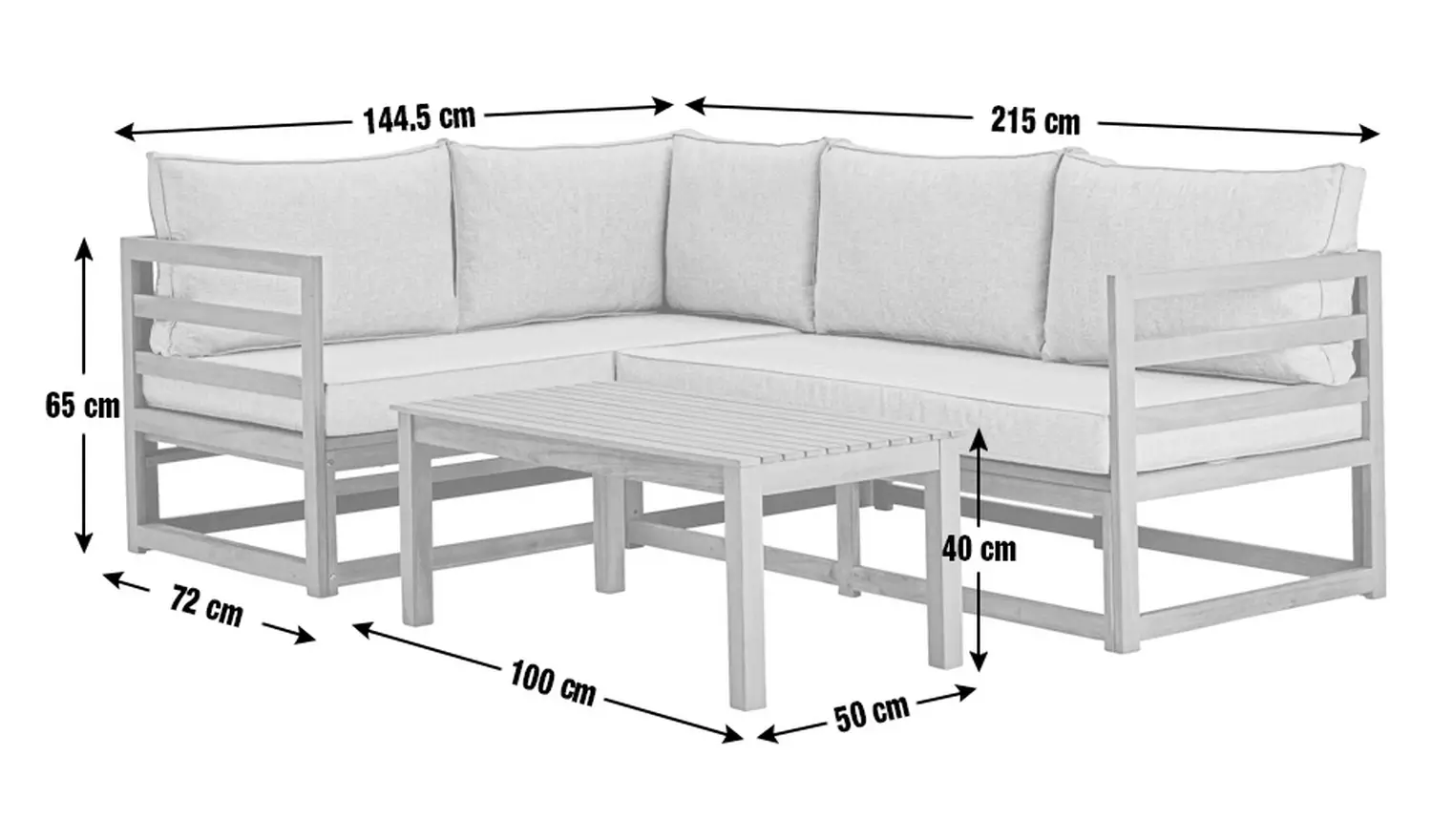 Habitat Evissa 5 Seater Wooden Garden Corner Sofa Set - Grey