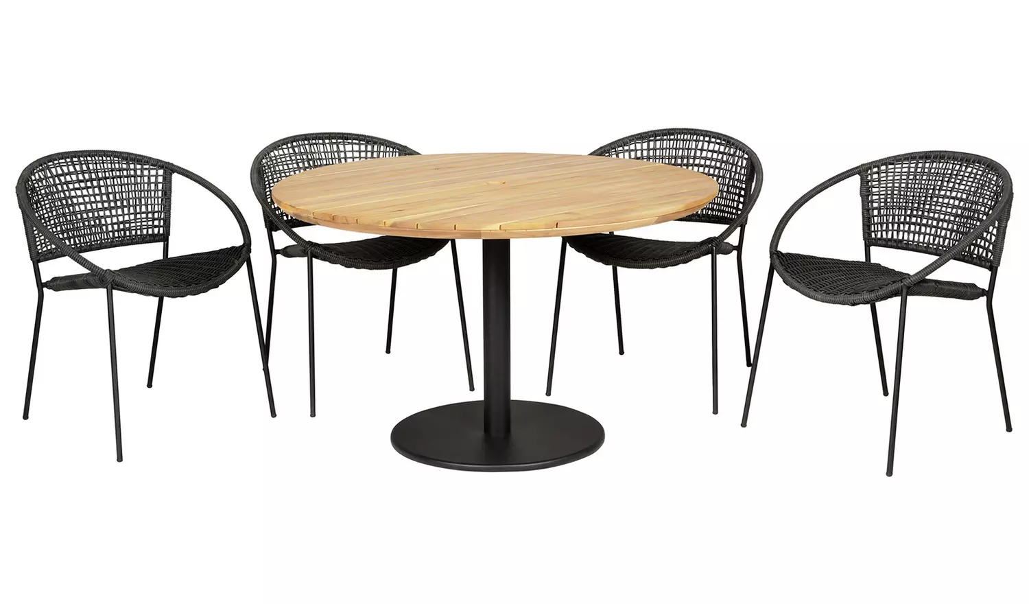 Pacific Dakota 4 Seater Rattan Effect Patio Set - Black