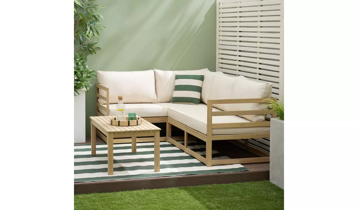 Habitat Evissa 5 Seater Wooden Garden Corner Sofa Set