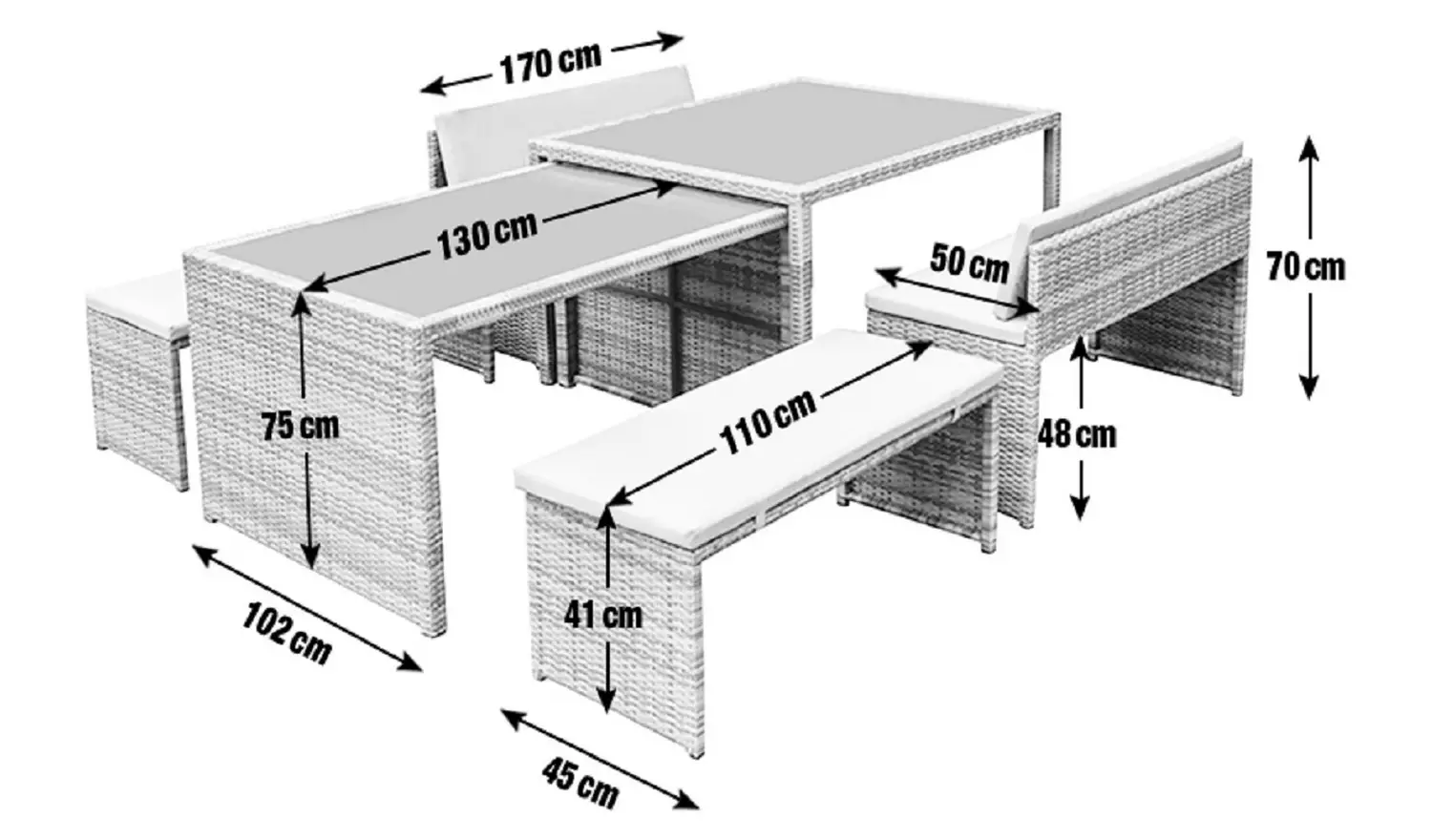 Argos Home 8 Seater Space Saving Rattan Effect Patio Set