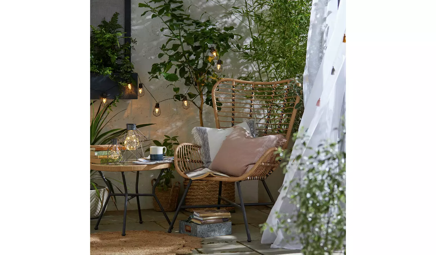 Habitat 2 Seater Bamboo Garden Bistro Set - Natural