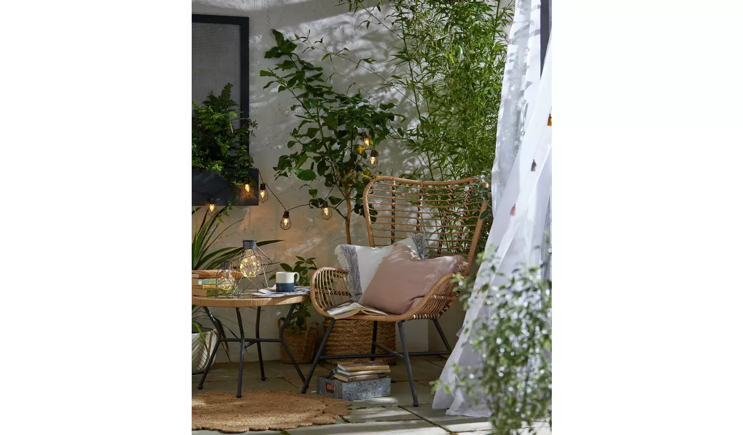 Habitat 2 Seater Bamboo Garden Bistro Set - Natural