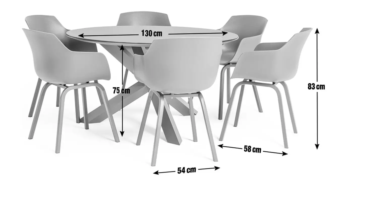Habitat Aegaen 6 Seater Metal Patio Set - Grey