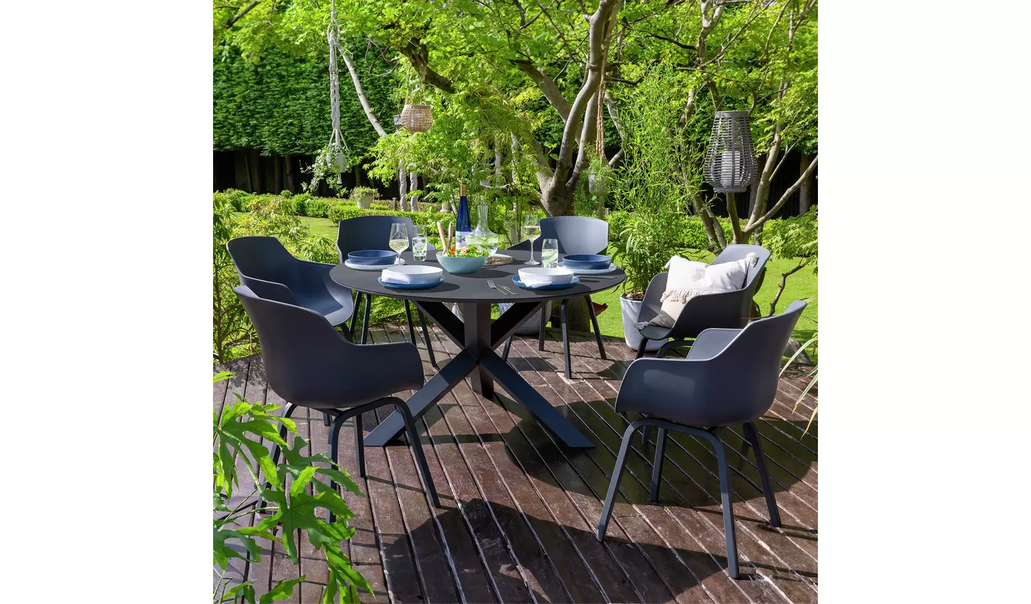 Habitat Aegaen 6 Seater Metal Patio Set - Grey