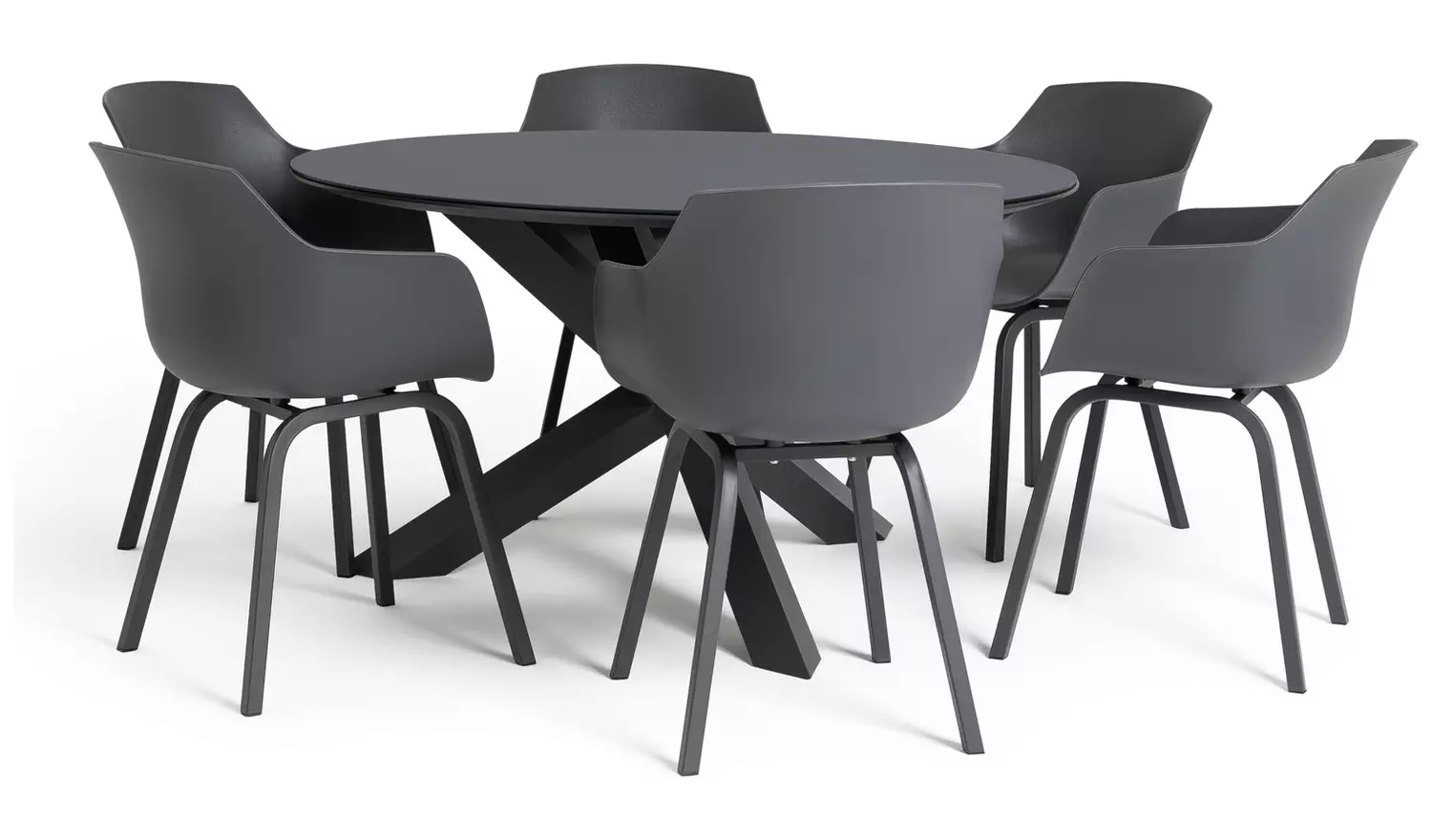 Habitat Aegaen 6 Seater Metal Patio Set - Grey