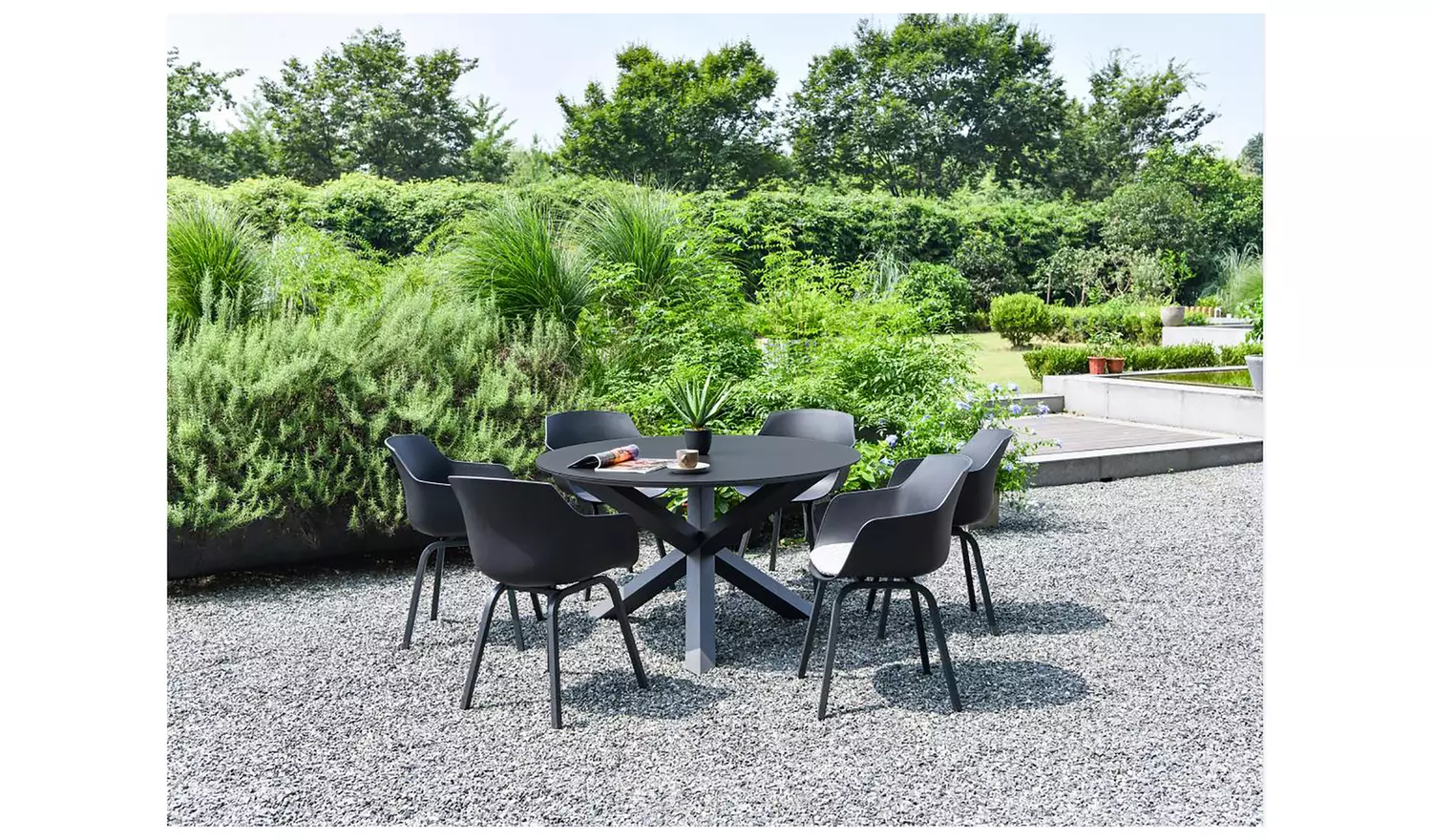 Habitat Aegaen 6 Seater Metal Patio Set - Grey
