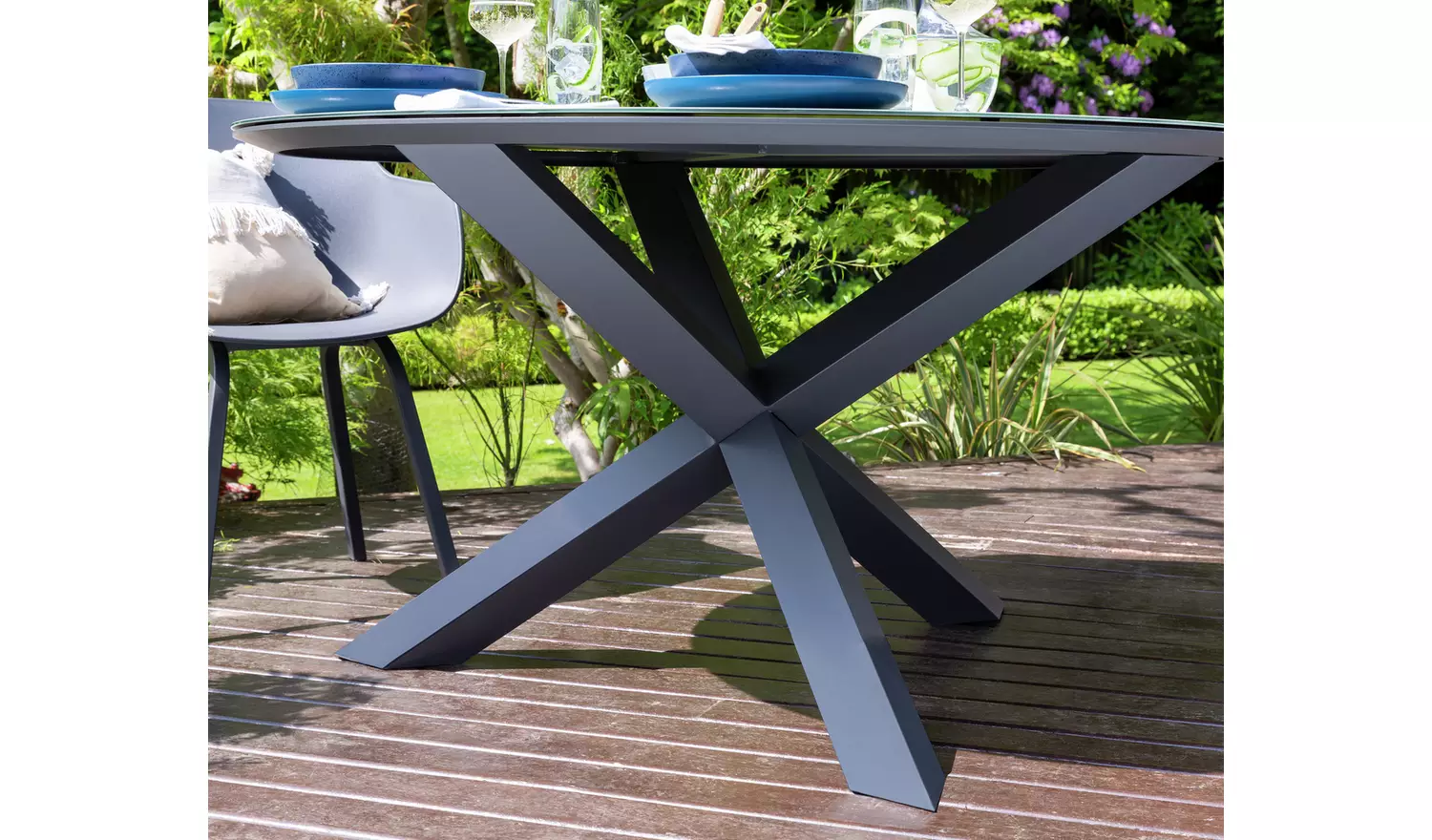 Habitat Aegaen 6 Seater Metal Patio Set - Grey