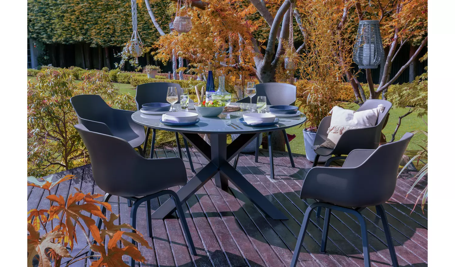 Habitat Aegaen 6 Seater Metal Patio Set - Grey