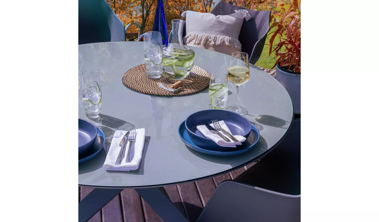 Habitat Aegaen 6 Seater Metal Patio Set - Grey