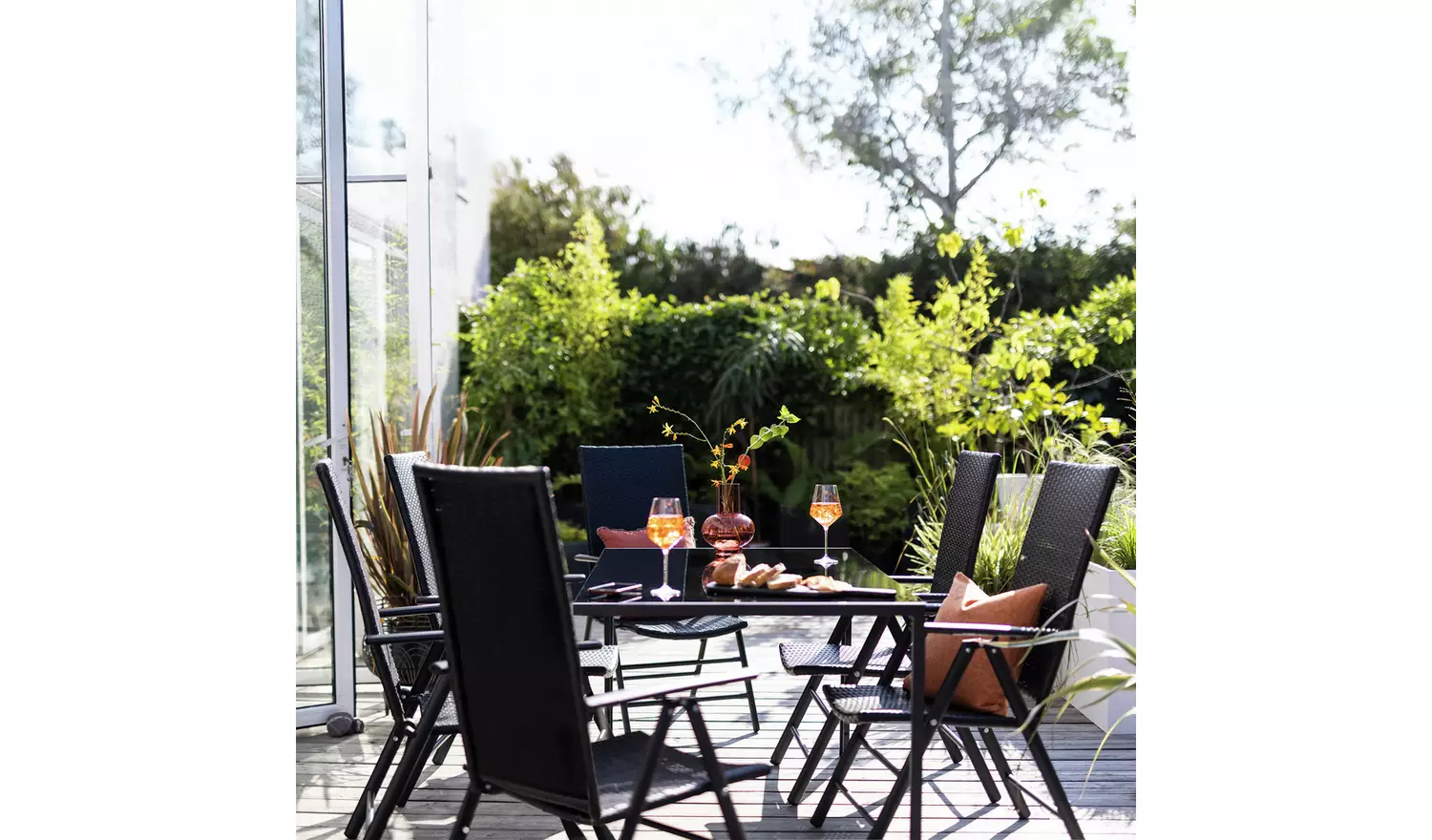 Argos Home Hereford Folding 6 Seater Metal Patio Set - Black