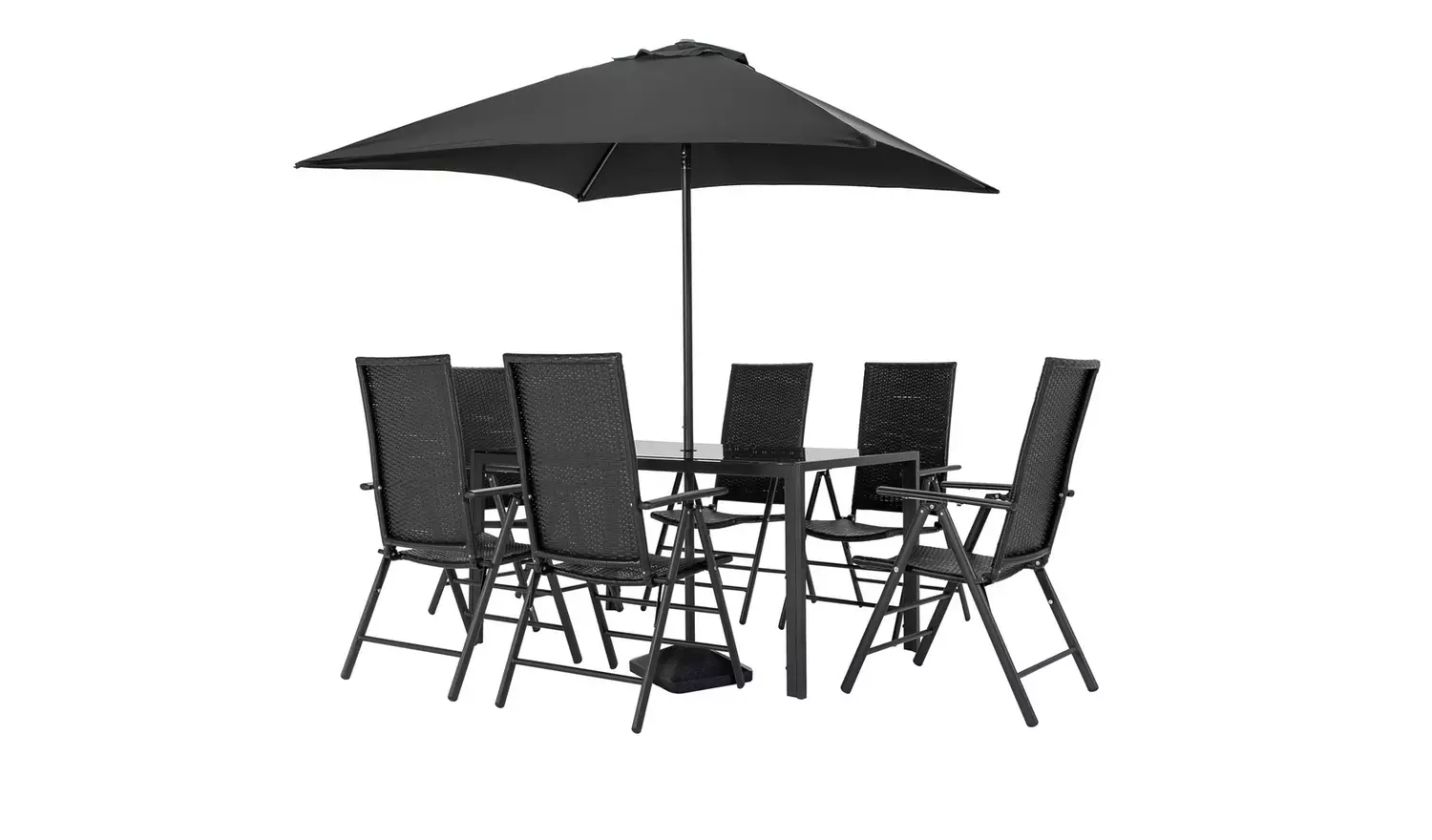 Argos Home Hereford Folding 6 Seater Metal Patio Set - Black