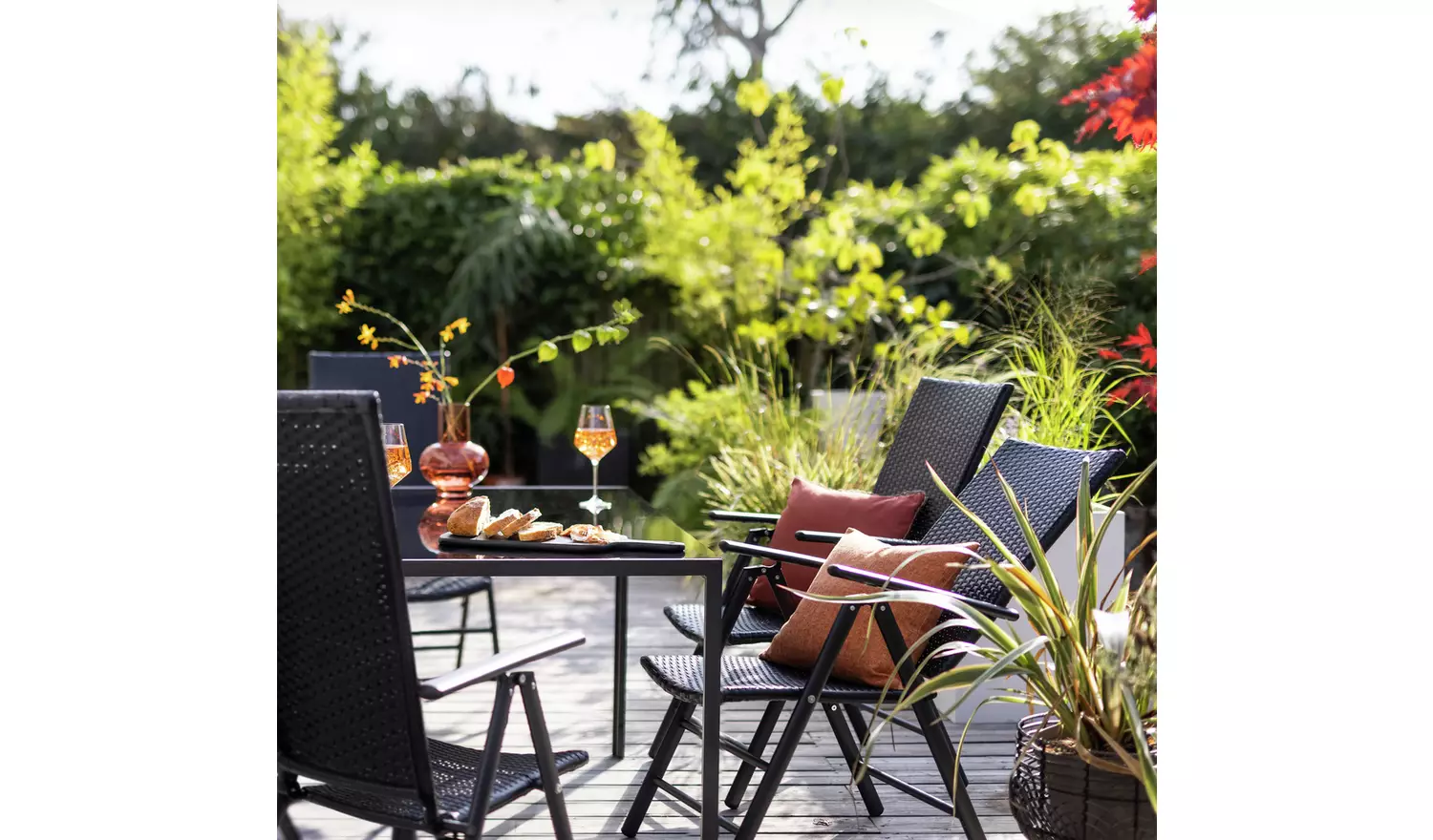 Argos Home Hereford Folding 6 Seater Metal Patio Set - Black